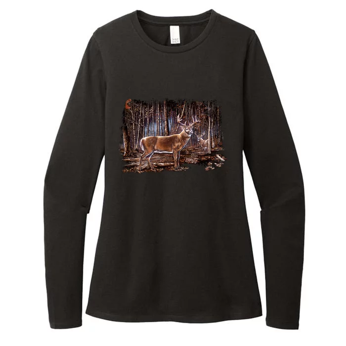 Deer Hunting Scene Womens CVC Long Sleeve Shirt