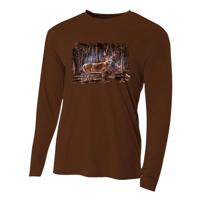 Deer Hunting Scene Cooling Performance Long Sleeve Crew