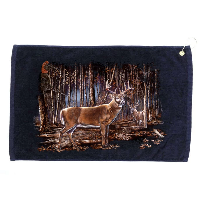 Deer Hunting Scene Grommeted Golf Towel