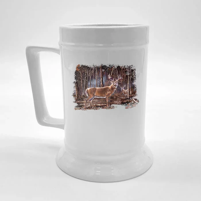 Deer Hunting Scene Front & Back Beer Stein