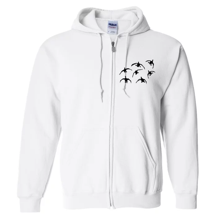 Duck Hunting Seven Drakes By Committed Waterfowl Full Zip Hoodie