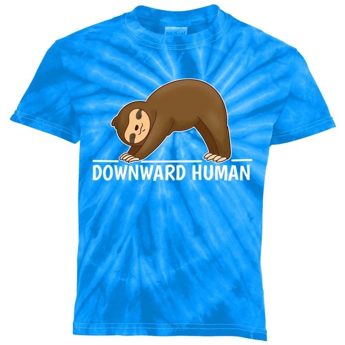 Downward Hu Sloth Gift Kids Tie-Dye T-Shirt