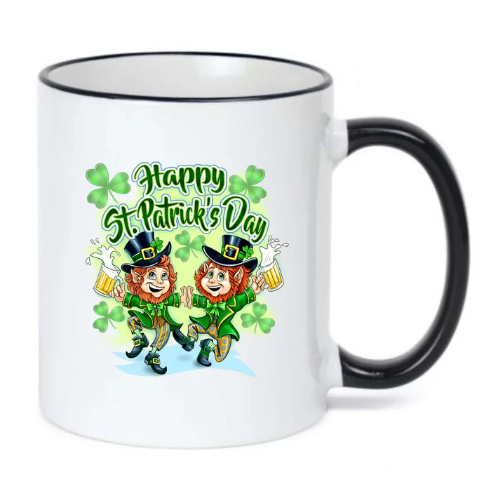 Dancing Happy St. Patrick's Day Leprechauns Black Color Changing Mug