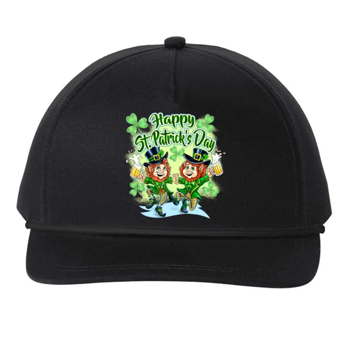 Dancing Happy St. Patrick's Day Leprechauns Snapback Five-Panel Rope Hat