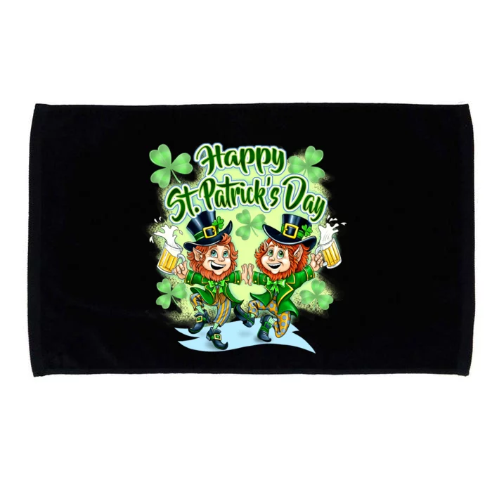 Dancing Happy St. Patrick's Day Leprechauns Microfiber Hand Towel