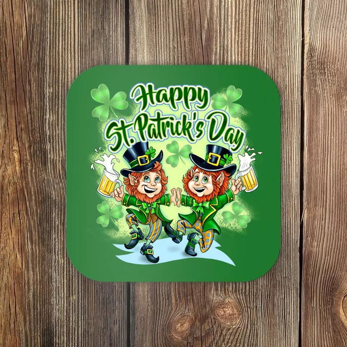 Dancing Happy St. Patrick's Day Leprechauns Coaster