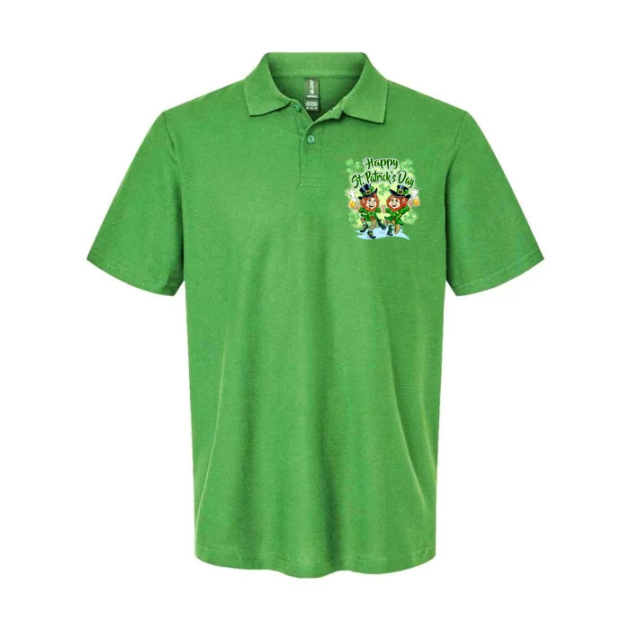 Dancing Happy St. Patrick's Day Leprechauns Softstyle Adult Sport Polo