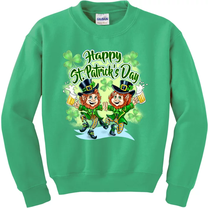 Dancing Happy St. Patrick's Day Leprechauns Kids Sweatshirt