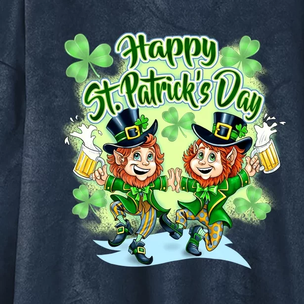 Dancing Happy St. Patrick's Day Leprechauns Hooded Wearable Blanket