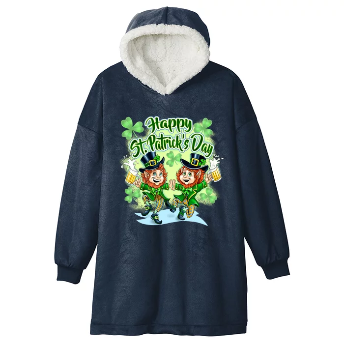 Dancing Happy St. Patrick's Day Leprechauns Hooded Wearable Blanket