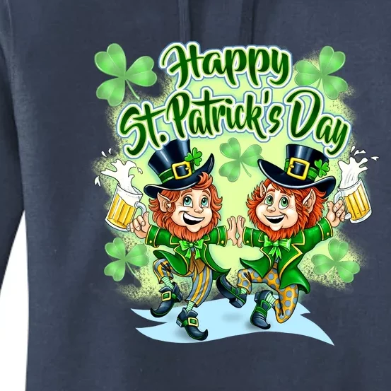 Dancing Happy St. Patrick's Day Leprechauns Women's Pullover Hoodie