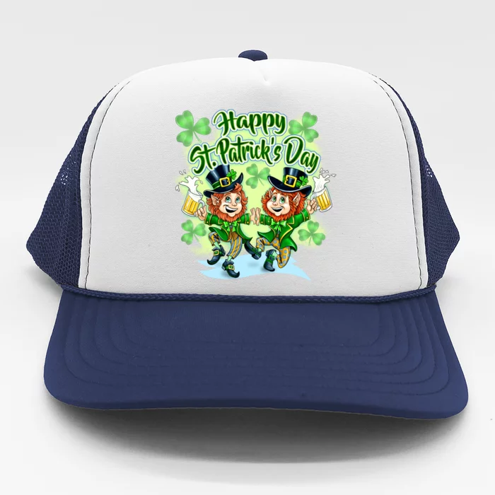 Dancing Happy St. Patrick's Day Leprechauns Trucker Hat