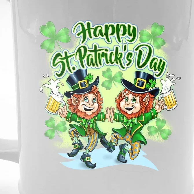 Dancing Happy St. Patrick's Day Leprechauns Front & Back Beer Stein