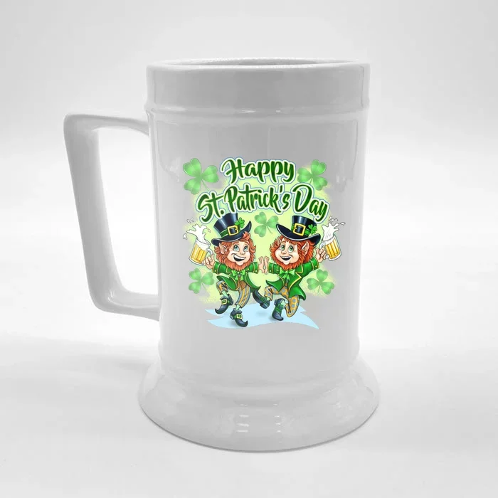 Dancing Happy St. Patrick's Day Leprechauns Front & Back Beer Stein