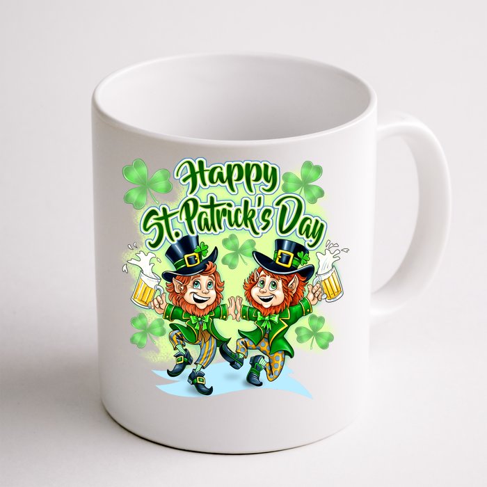 Dancing Happy St. Patrick's Day Leprechauns Front & Back Coffee Mug