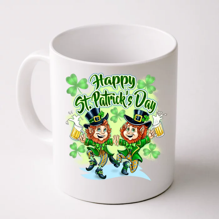 Dancing Happy St. Patrick's Day Leprechauns Front & Back Coffee Mug