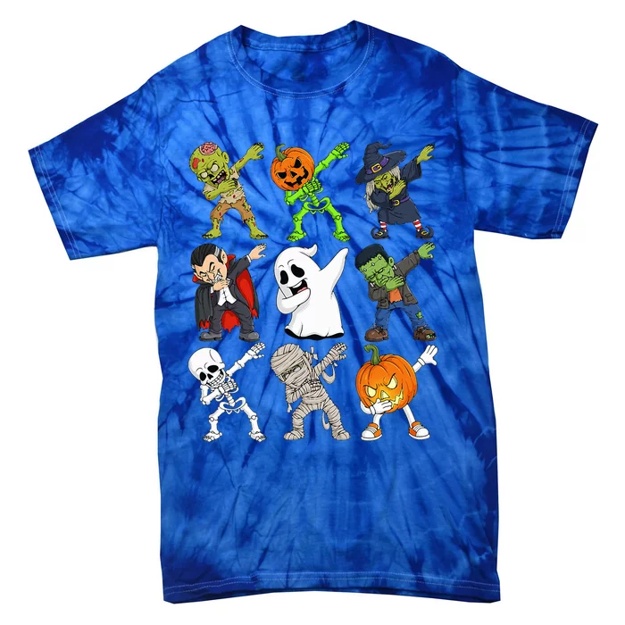 Dabbing Halloween Skeleton Zombie Scary Pumpkin Vampire Tie-Dye T-Shirt