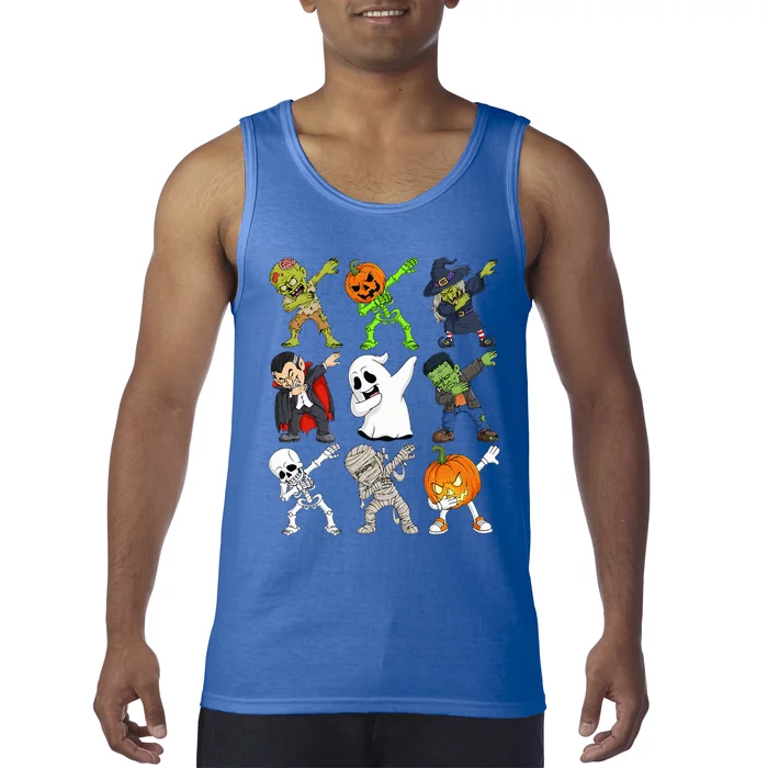 Dabbing Halloween Skeleton Zombie Scary Pumpkin Vampire Tank Top