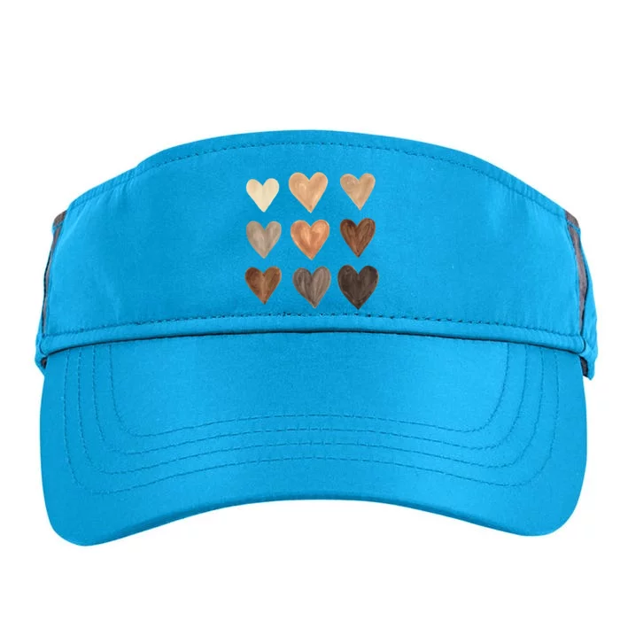 Diversity Heart Skin Tones Black Pride Melanin Kindness Gift Adult Drive Performance Visor