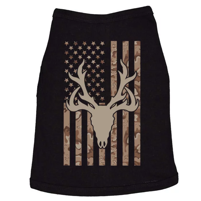 Deer Hunting Skull American Camo USA Flag Whitetail Hunting Doggie Tank