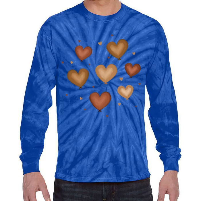 Diversity Heart Skin Tones Black Pride Melanin Kindness Cute Gift Tie-Dye Long Sleeve Shirt