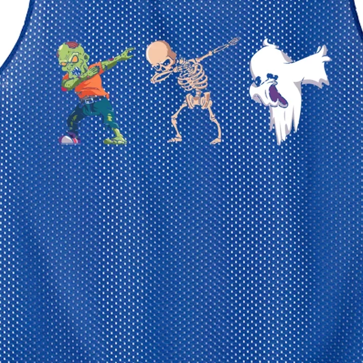 Dabbing Halloween Skeleton Zombie Scary Pumpkin Mummy Gift Mesh Reversible Basketball Jersey Tank