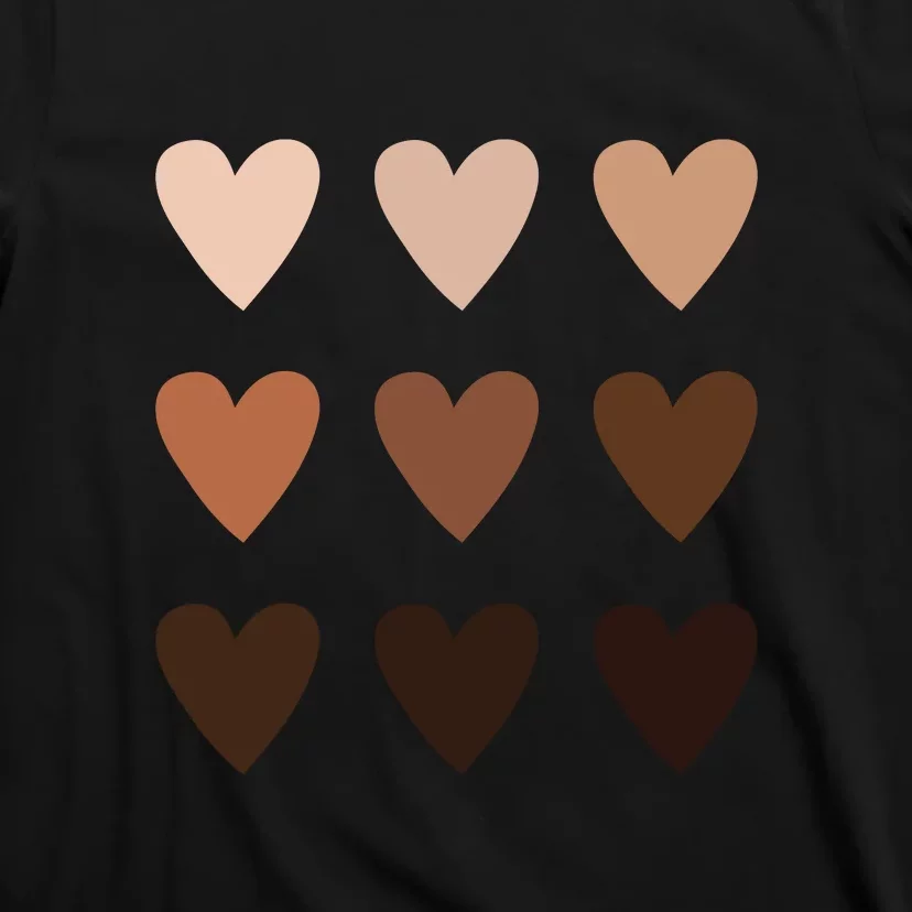 Diversity Heart Skin Tones Black Pride Melanin Kindness Gift T-Shirt