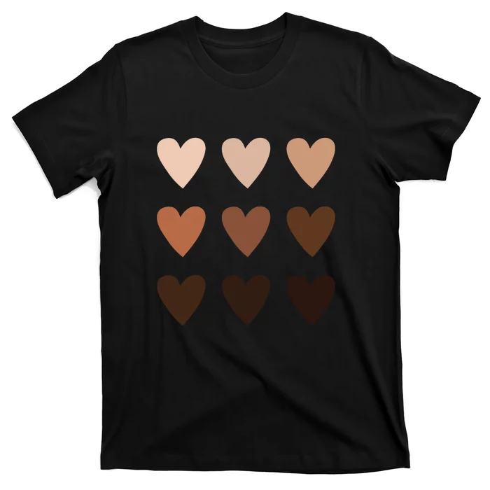 Diversity Heart Skin Tones Black Pride Melanin Kindness Gift T-Shirt