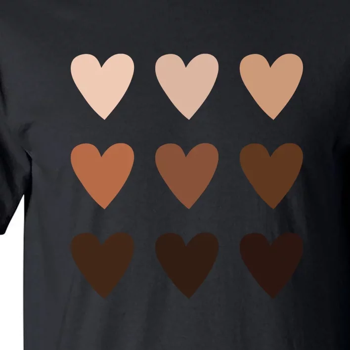 Diversity Heart Skin Tones Black Pride Melanin Kindness Gift Tall T-Shirt