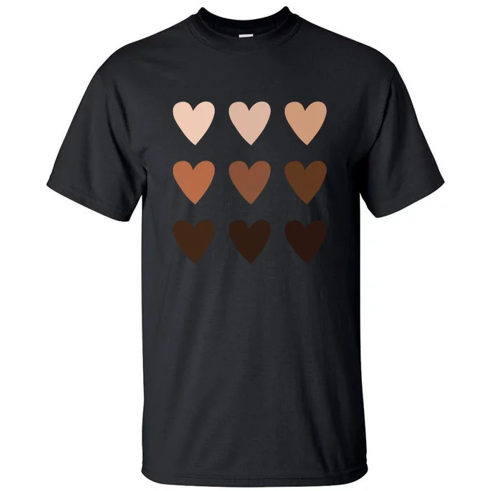 Diversity Heart Skin Tones Black Pride Melanin Kindness Gift Tall T-Shirt