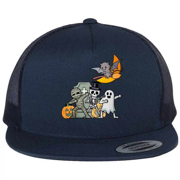 Dabbing Halloween Skeleton Zombie Scary Pumpkin Mummy Gift Flat Bill Trucker Hat