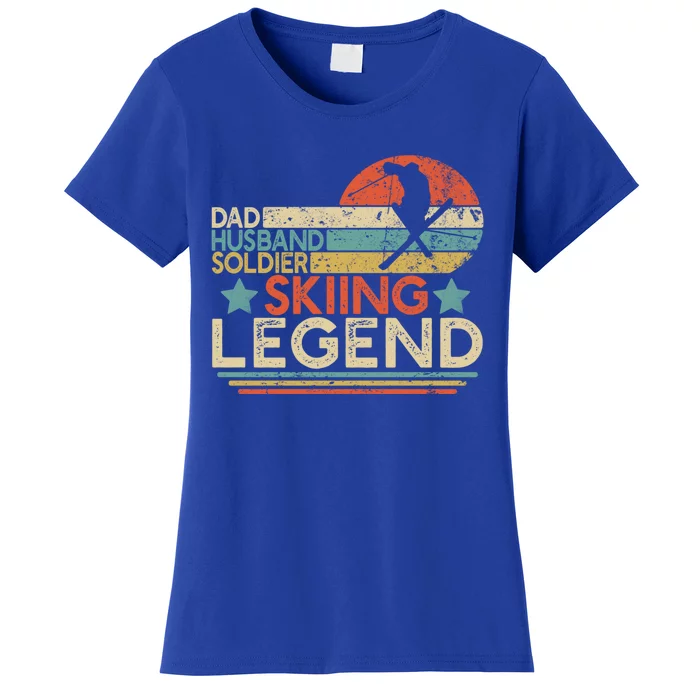 Dad Husband Soldier Skiing Legend Military Ski Lover And Skier Gift Women's T-Shirt