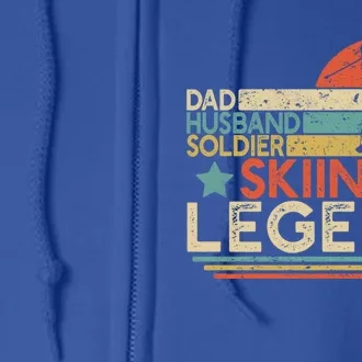 Dad Husband Soldier Skiing Legend Military Ski Lover And Skier Gift Full Zip Hoodie