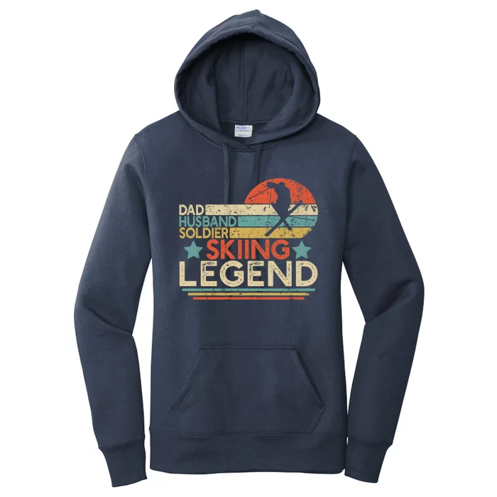 Dad Husband Soldier Skiing Legend Military Ski Lover And Skier Gift Women's Pullover Hoodie