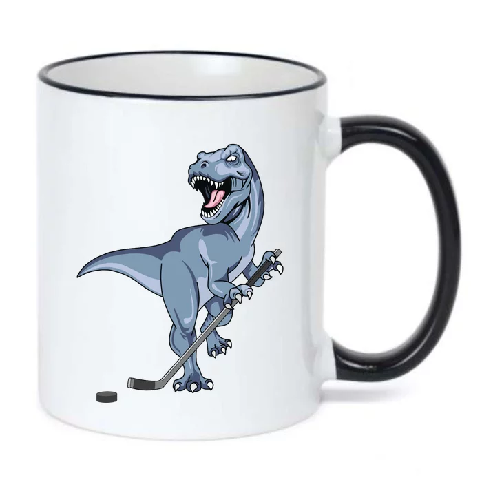 Dinosaur Hockey Stick Puck Goal Goalie Trex Trex Player Black Color Changing Mug