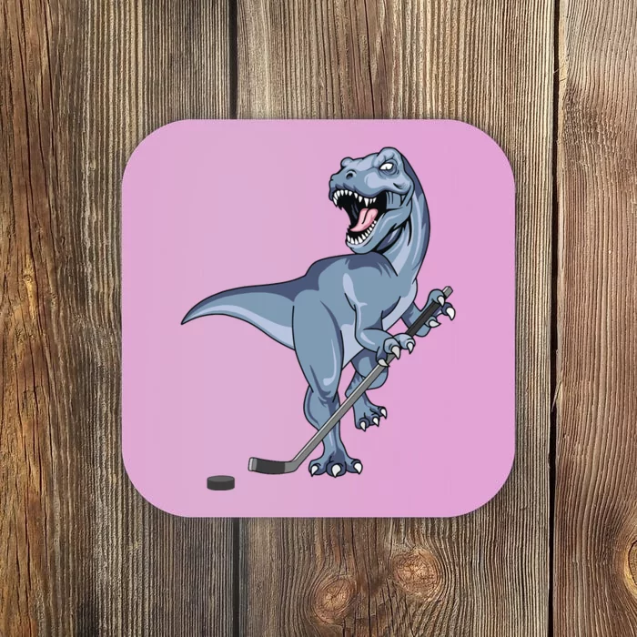 Dinosaur Hockey Stick Puck Goal Goalie Trex Trex Player Coaster