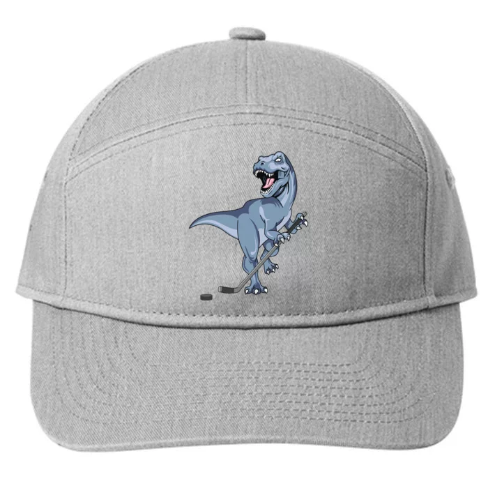 Dinosaur Hockey Stick Puck Goal Goalie Trex Trex Player 7-Panel Snapback Hat