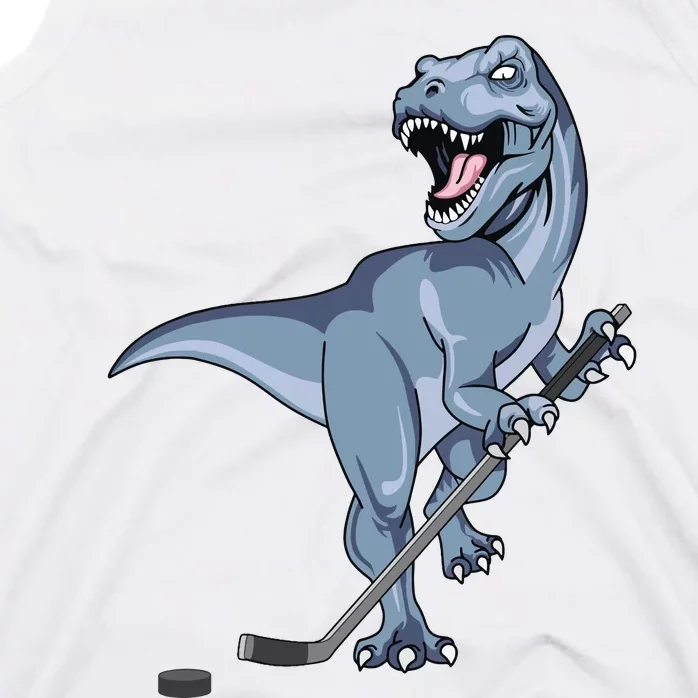 Dinosaur Hockey Stick Puck Goal Goalie Trex Trex Player Tank Top