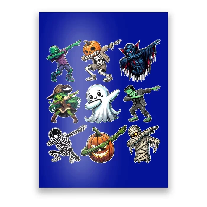 Dabbing Halloween Skeleton Zombie Scary Pumpkin Vampire Gift Poster