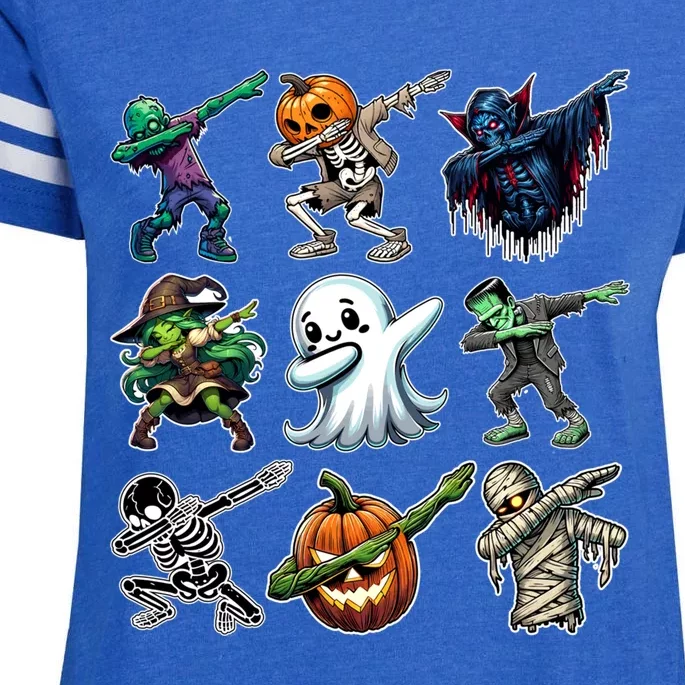 Dabbing Halloween Skeleton Zombie Scary Pumpkin Vampire Gift Enza Ladies Jersey Football T-Shirt