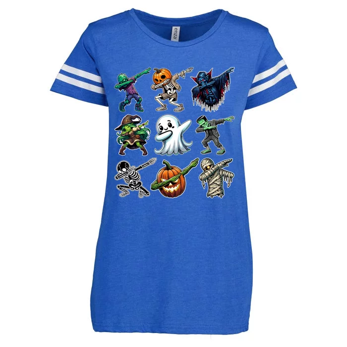 Dabbing Halloween Skeleton Zombie Scary Pumpkin Vampire Gift Enza Ladies Jersey Football T-Shirt