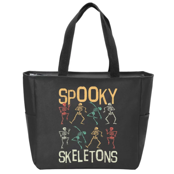 Dabbing Halloween Skeleton Zombie Scary Pumpkin Spooky Dance Zip Tote Bag