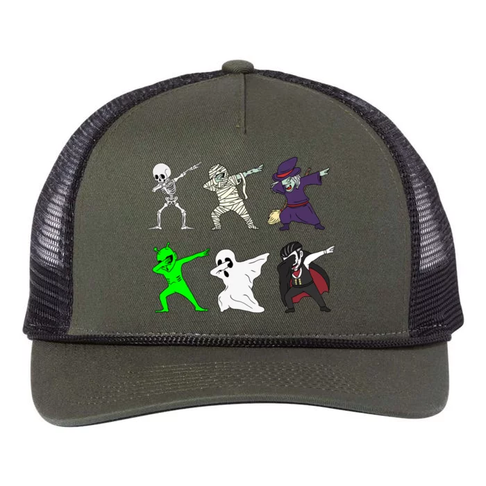 Dabbing Halloween Skeleton Zombie Witch Mummy Vampire Ghost Gift Retro Rope Trucker Hat Cap