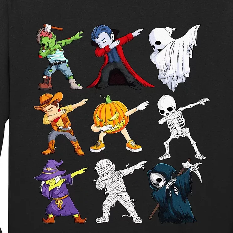 Dabbing Halloween Skeleton Zombie Scary Pumpkin Mummy Tall Long Sleeve T-Shirt