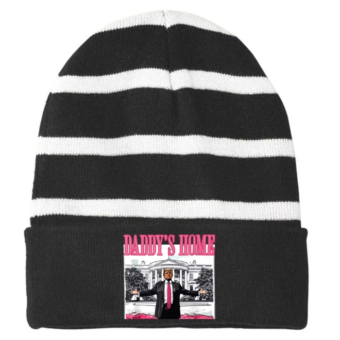 DaddyS Home Trump 2024 Striped Beanie with Solid Band