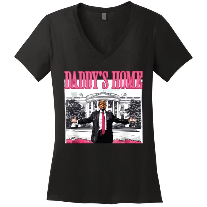 DaddyS Home Trump 2024 Women's V-Neck T-Shirt