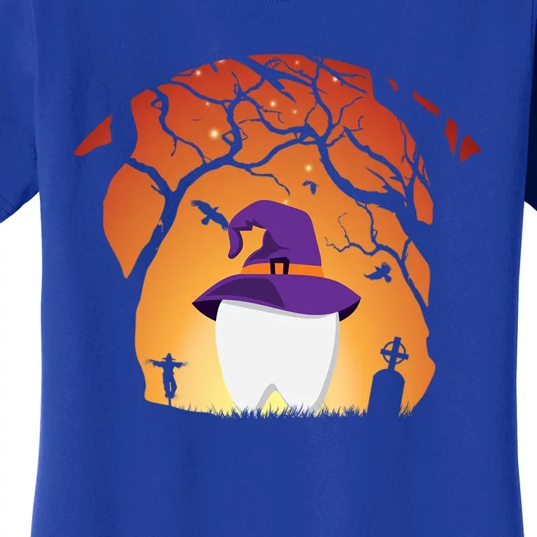 Dental Halloween Tooth Witch Scarecrow Tombstone Gift Women's T-Shirt