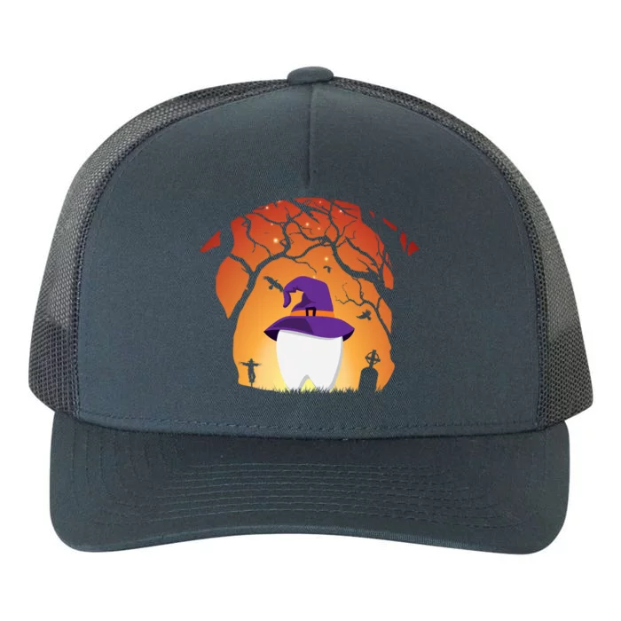 Dental Halloween Tooth Witch Scarecrow Tombstone Gift Yupoong Adult 5-Panel Trucker Hat