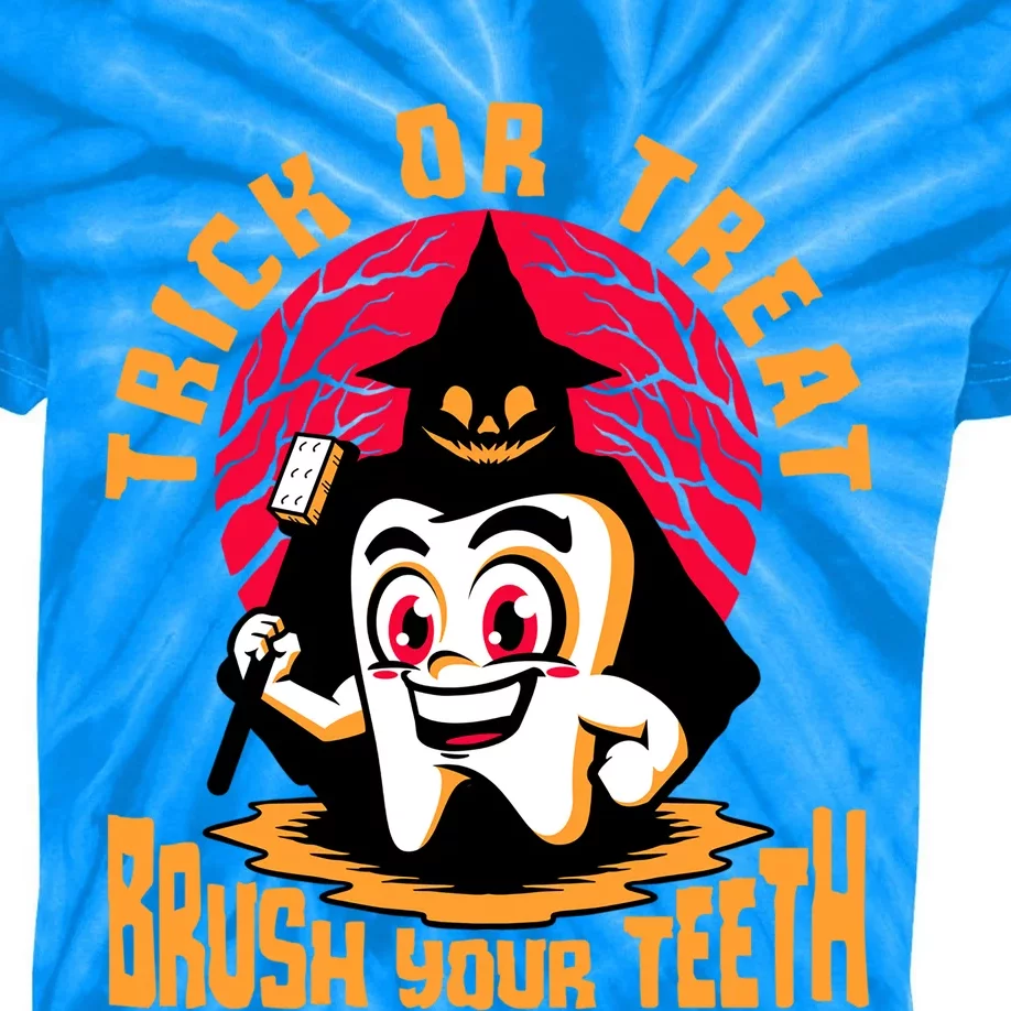 Dentist Halloween Trick Or Treat Brush Your Teeth Dental Gift Kids Tie-Dye T-Shirt