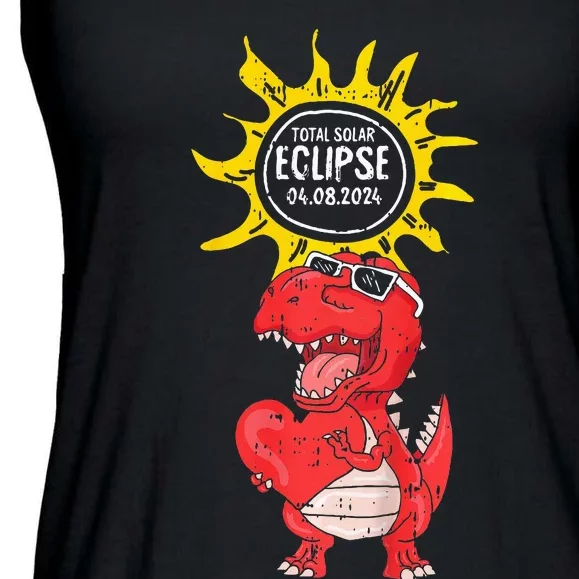 Dinosaur Heart Total Solar Eclipse April 8 2024 Totality Ladies Essential Flowy Tank